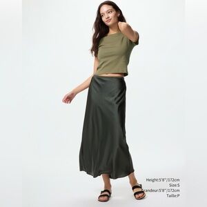 Uniqlo Black Satin Maxi Skirt